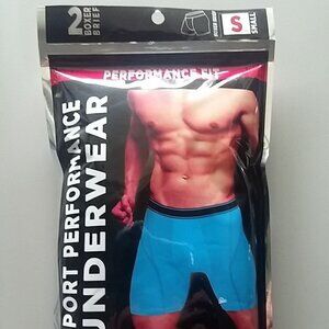 FLEX SPORT PERFORMANCE 2 SOLID BOXER BRIEF MEN'S SIZE SMALL 2 PCS NEW IN PACK